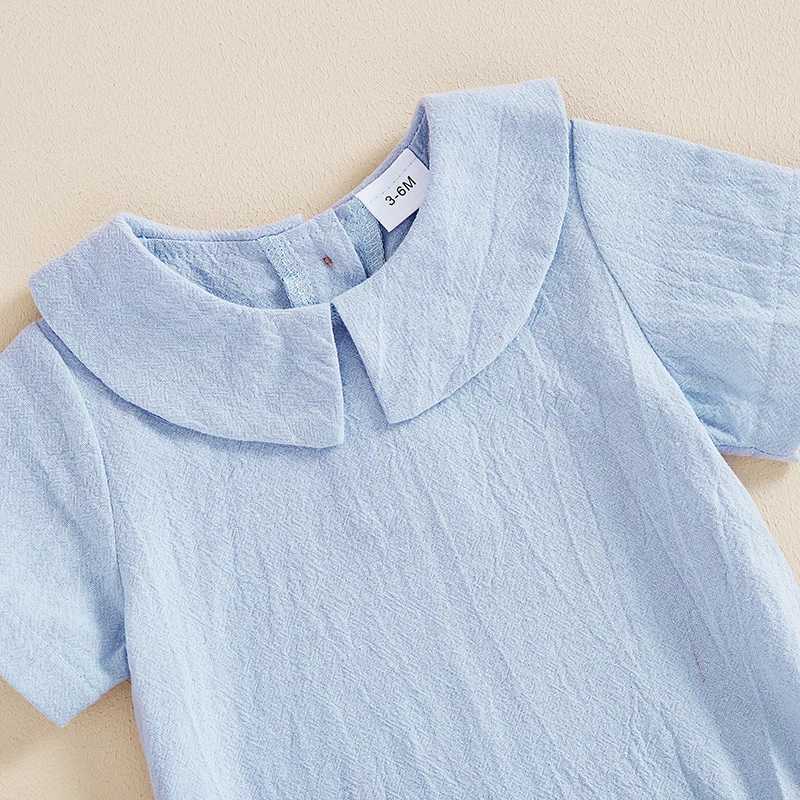 Clothing Sets Baby Boys Outfits Toddler Clothing Solid Color Doll Collar Short Sleeve Rompers Suspender Shorts 2Pcs Gentleman Clothes Set