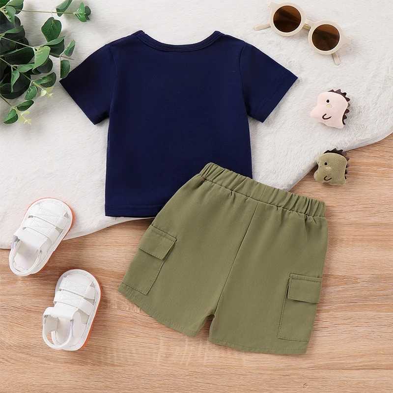 Clothing Sets Toddler Boy Summer Outfit Animal Beach Print Short Sleeve Pocket T-Shirt with Cargo Shorts