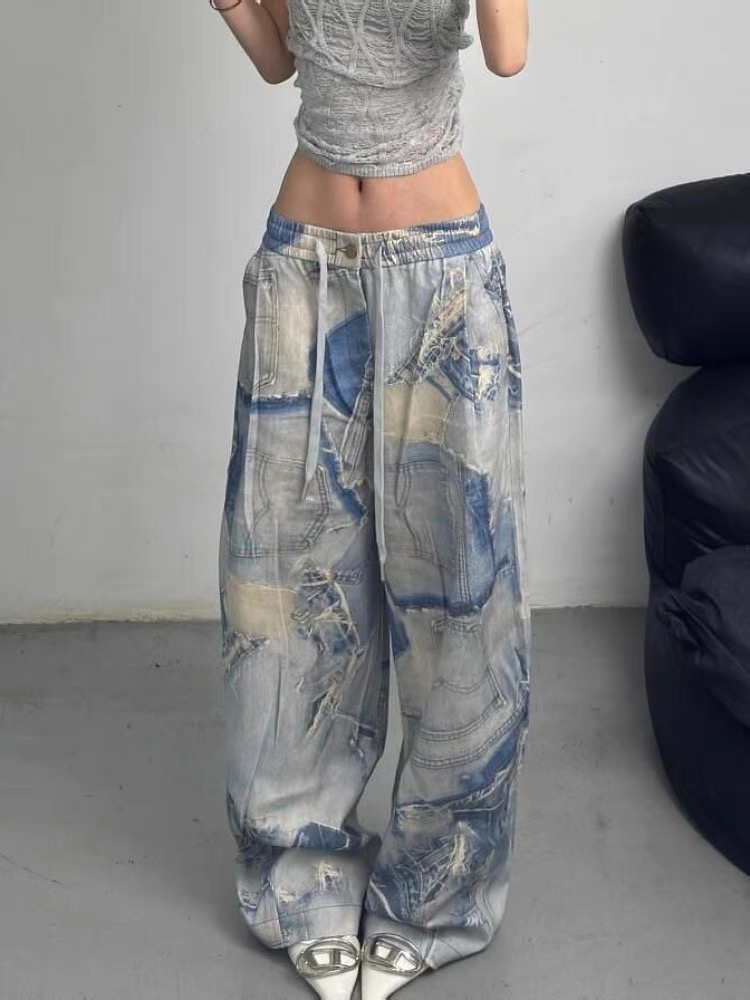 designer women jeans brand clothing ladies fashion Gradient color high waist wide leg jeans and trousers Dec 25