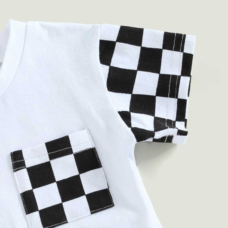 Clothing Sets 2023-02-13 Lioraitiin 0-3Years Toddler Baby Boy 2Pcs Summer Clothes Suits Plaid Patchwork Short Sleeve Crew Neck T-Shirts Shorts