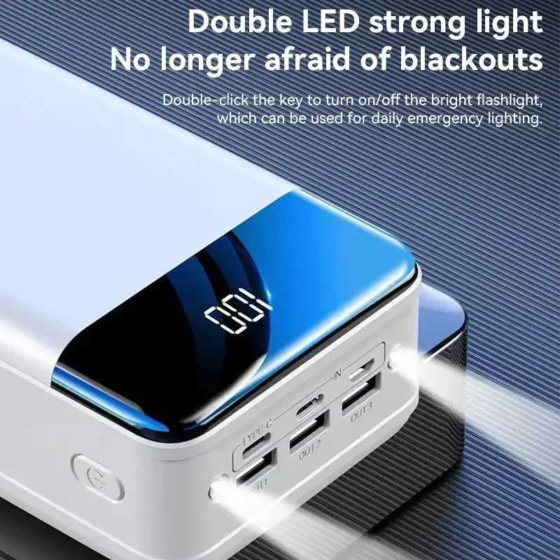 2023New 200000mAh Power Bank Portable Fast Charging PowerBank 3 USB PoverBank External Battery Charger For Mobile Phones Tablet V240715