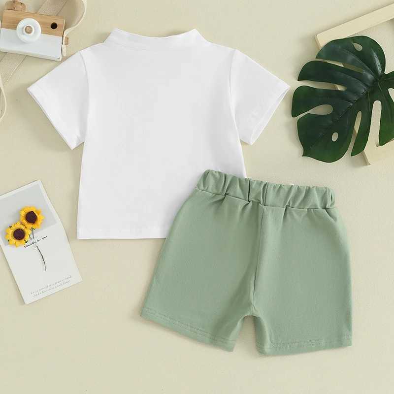 Clothing Sets Toddler Infant Baby Boy Summer Clothes Solid Color Short Sleeve Button T-Shirt with Elastic Waist Shorts 2Pcs Outfit