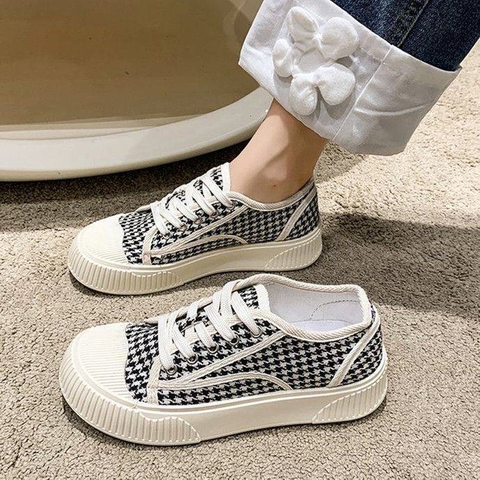 Autumn Spring New Fashionable and Versatile Canvas Casual Sports Board Student Korean Edition Women's Shoes, Thick soled Biscuit Shoes for Women 
