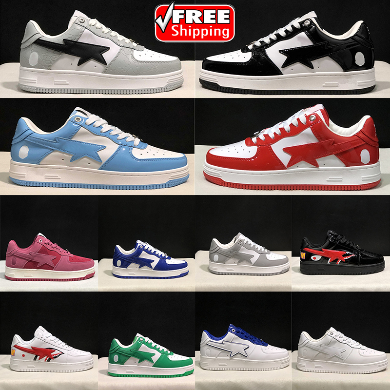 2024 Designer Running Shoes Sta Patent Leather Black Sax Blue Orange Shark White Flat Star Casual Walking Sneakers For Men Women Free Shipping Trainers