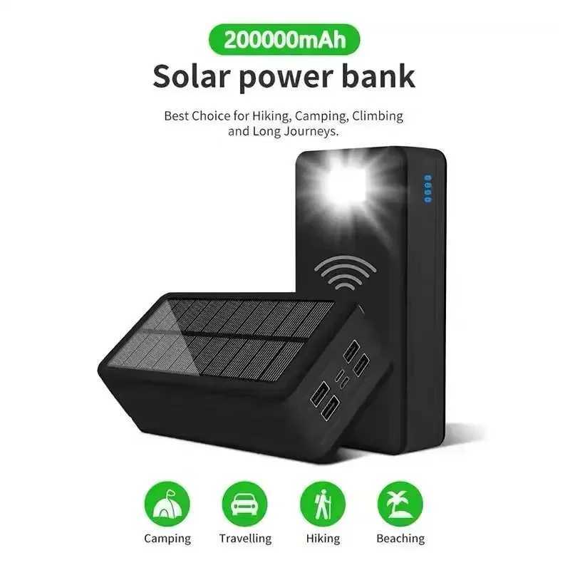 100000mAh Solar Power Bank Mobile Phone Wireless Charging Large Capacity External Battery Fast Charging For Travel And CampingM240715