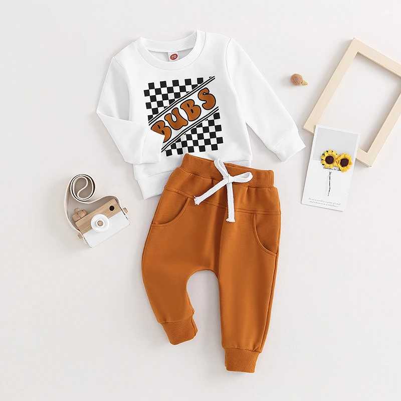 Clothing Sets 2023-06-18 Lioraitiin 0-3Years Toddler Boys 2Pcs Track Suit Letter Print Long Sleeve Sweatshirt and Elastic Pants