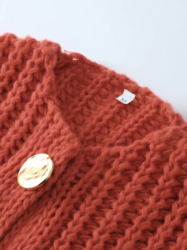 Red Knit Cardigan For Women Spring Sleeveless Oneck Casual Female Sweater Fashion Loose Pocket Single Breasted Lady Top 240712