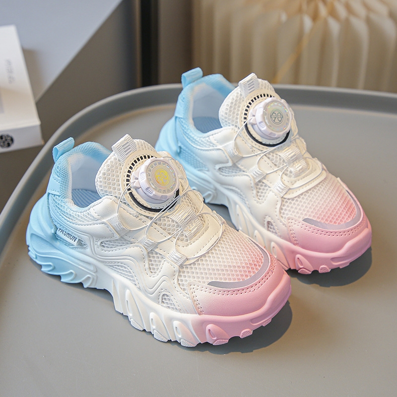 Rotating button jelly shoes mesh casual sports shoes girls' spring low top shoes running shoes