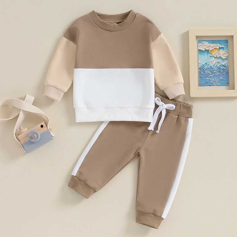 Clothing Sets 2023-08-21 Lioraitiin 6M-4Y Newborn Baby Boys Clothes Set Contrast Color Sweatshirt Elastic Waist Pants Outfits Toddler Suits