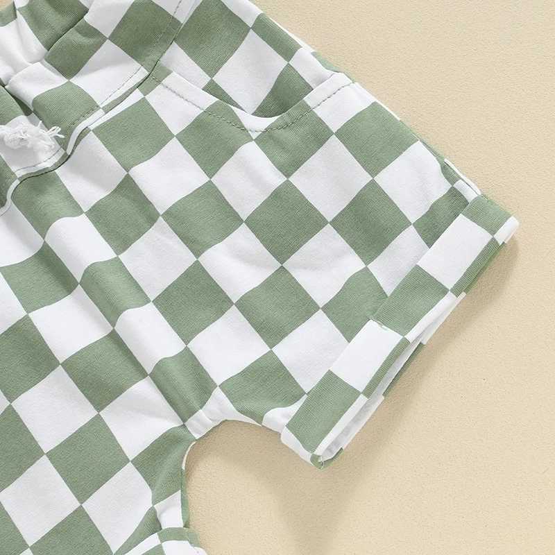 Clothing Sets Baby Boy Summer Clothing Outfits Short Sleeve Letter Print Hooded Tops + Elastic Waist Checkerboard Shorts Infant Toddler Sets 2LN4