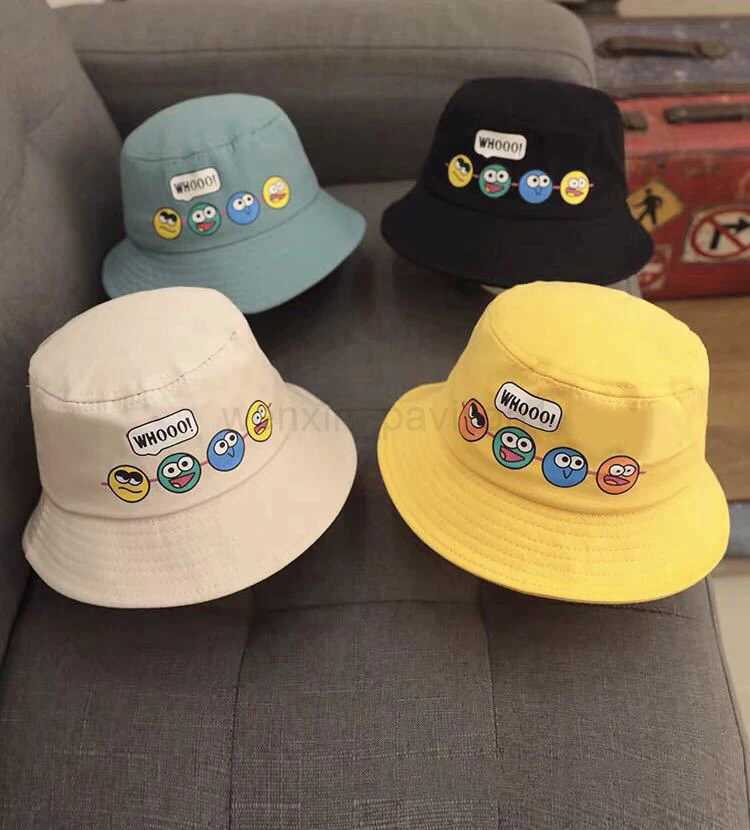 Children Bucket Hat New Spring Boys Girls Sun Hat Cute Funny Expression Outdoor Summer Kids Hat Fishing Cap Korean Style 2-6YXJ240715
