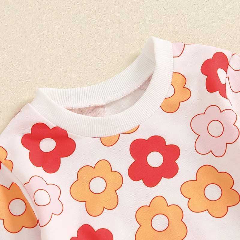 Clothing Sets 2024-05-21 Lioraitiin Toddler Girl Fall Outfits Floral Print Crew Neck Long Sleeve Sweatshirts and Long Pants 2Pcs Clothes Set