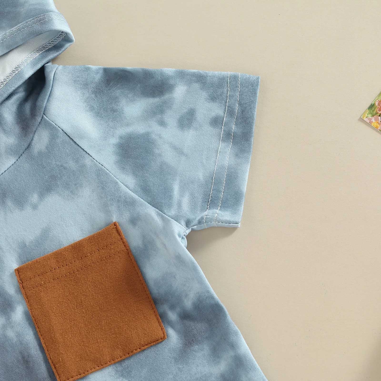 Clothing Sets 2022-06-09 Lioraitiin 0-5Years Toddler Baby Boy Girl 2Pcs Casual Clothing Set Short Sleeve Hooded Tie-Dyt Pritned Top Shorts