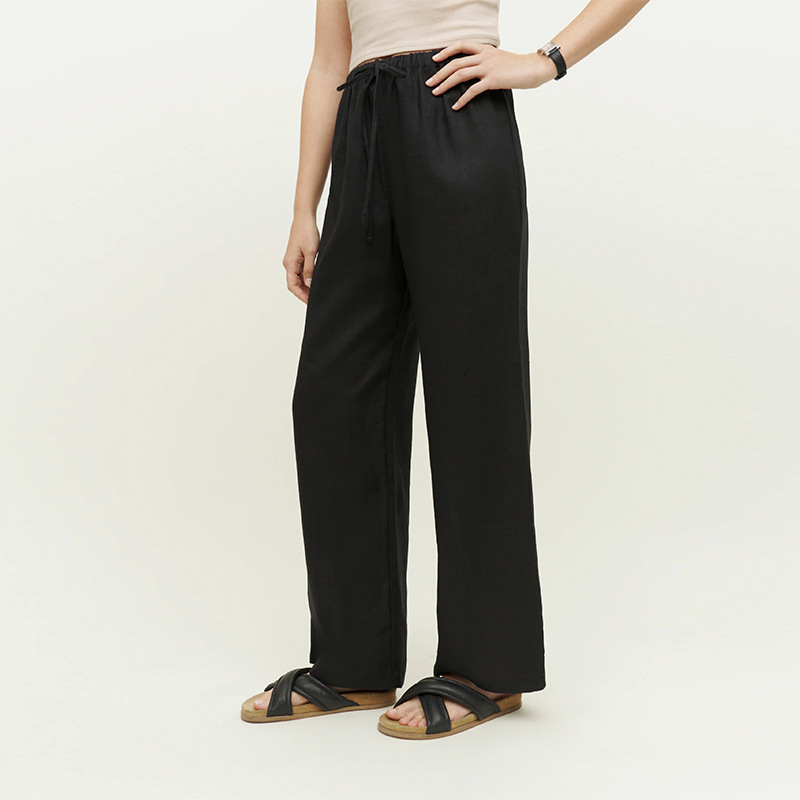 732 REF Pure Yuan Spring Autumn New 2023 Solid Color Linen Pants Loose, Lazy, Elastic, Comfortable and Versatile Straight Tube Military Pants for Man