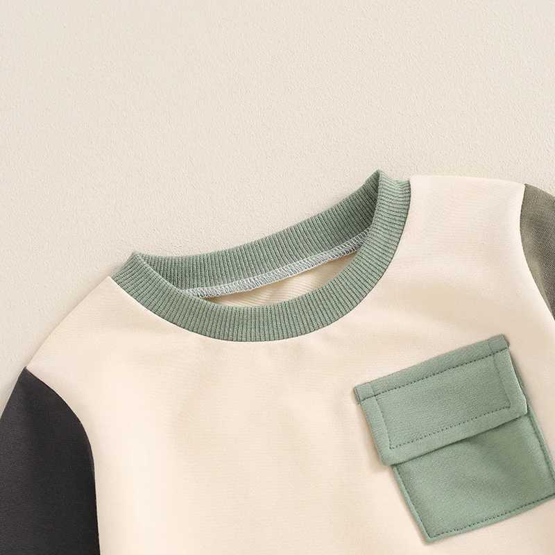 Clothing Sets Baby Boys Clothes Sets Contrast Color Long Sleeve Casual Pocket Sweatshirt+Pants 2pcs Kids Clothes Sports Suit Autumn New