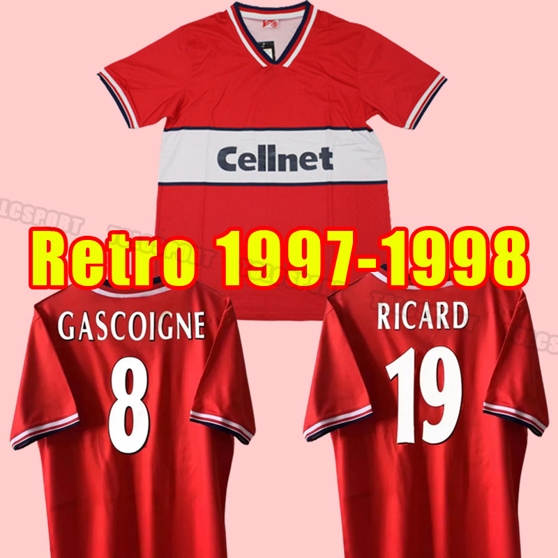 97 98 retro soccer jersey 1997 1998 Gascoigne Classic vintage football shirts camisetas de fUtbol home red tops Paul Merson Andy Townsend Paul Middlesbrough FC