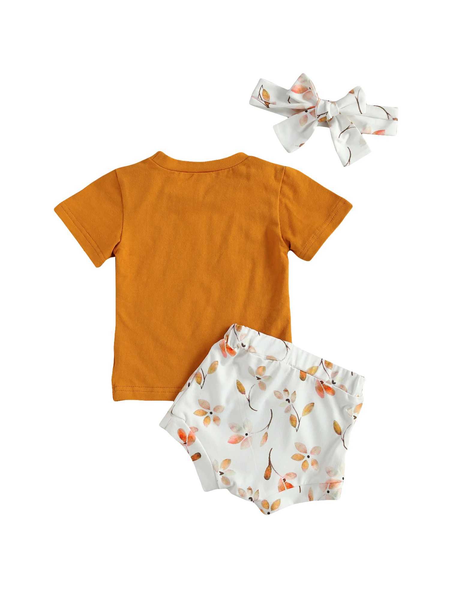 Clothing Sets Lioraitiin 0-24M Newborn Baby Girl 3Pcs Clothing Set Short Sleeve Letter Printed Top Shirt Cute Shorts Headband Outfit