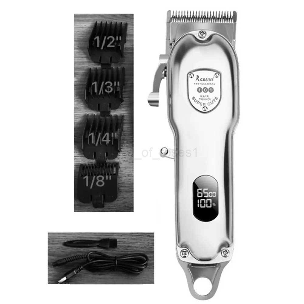 RESUXI JM-101 Professional Cordless Hair Clipper All Metal Hair Trimmer for Men Barber Beard Electric Hair Cutting Machine ToolsM240715