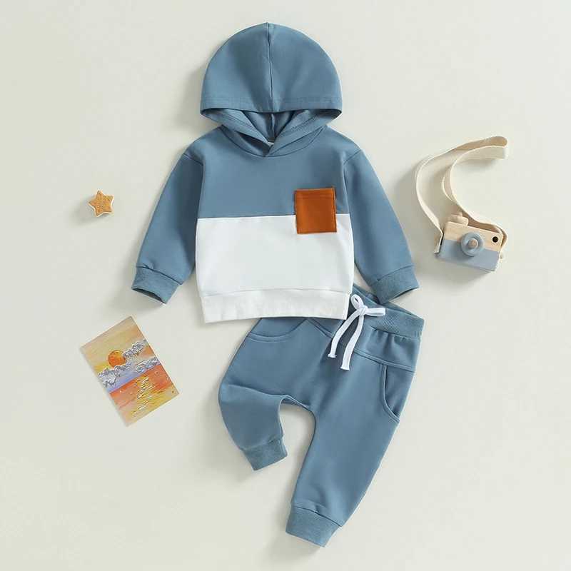 Clothing Sets Toddler Baby Boys Fall Clothes Sets Baby Clothing Set Kids Long Sleeve Contrast Color Hooded Tops Pants 2Pcs Suits Outfits
