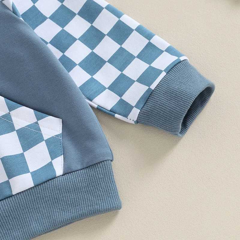 Clothing Sets Toddler Kid Baby Boys Fall Outfits Checkerboard Print Hooded Long Sleeve Hoodies Sweatshirts and Long Pants 2Pcs Clothes Set