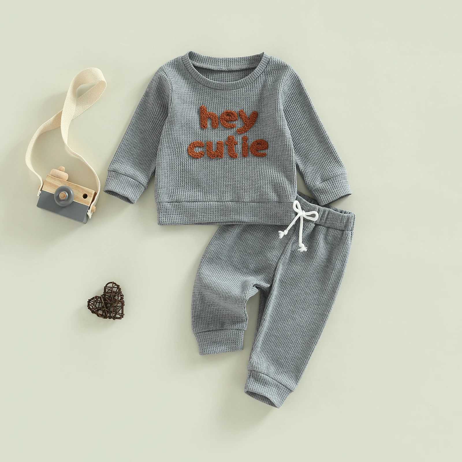 Clothing Sets 2022-09-14 Lioraitiin 0-3Years Toddler Baby Girl Boy 2Pcs Sportswear Outfit Letter Long Sleeve Sweatshirt Tops Sweatpants Set