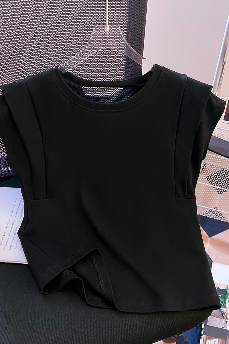 2024 New Fashion Versatile Back Bow Design Feeling Flying Sleeves Summer Fashionable Small Fresh Top