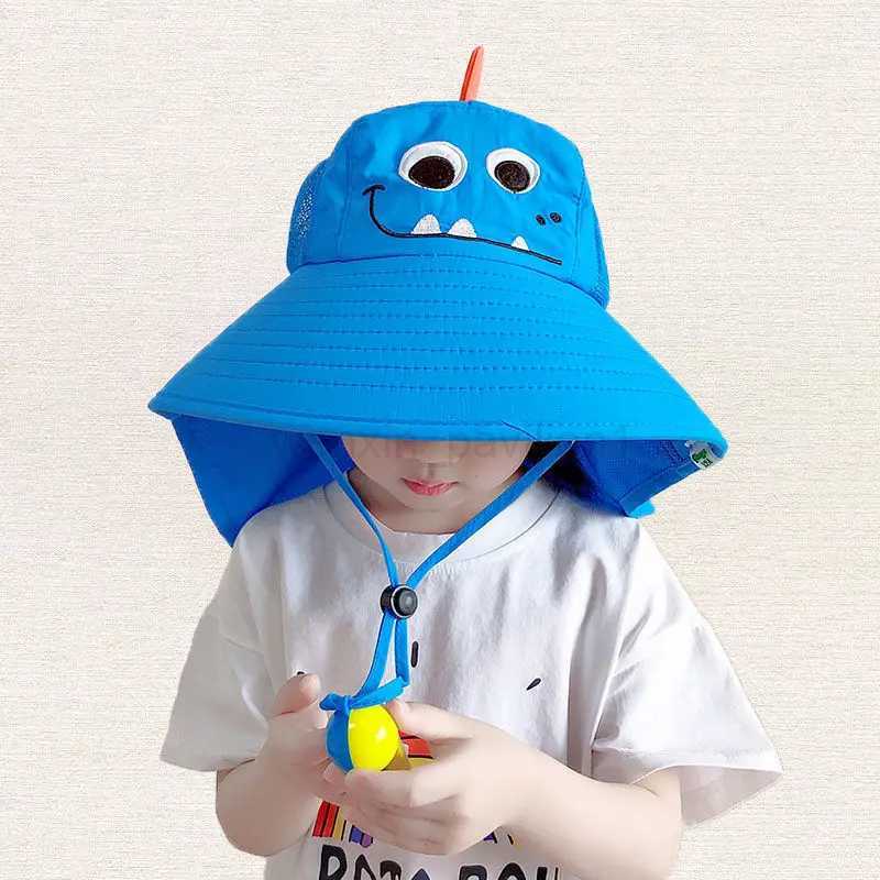 Breathable Cartoon Dinosaur Children Fisherman Cap Boy Girls UV Protection Summer Outdoor Sunshade Sunscreen Bucket Hat For BabyXJ240715