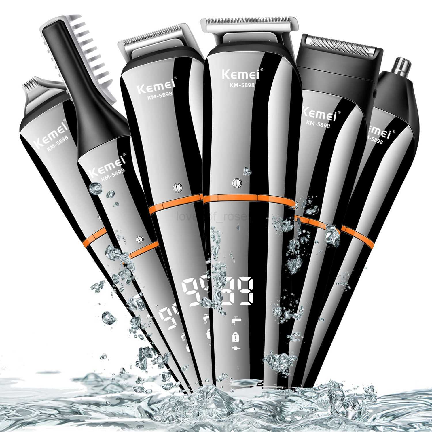 Kemei Waterproof 11 in 1 Mens Grooming Kit Electric Beard Trimmer Cordless Razor Hair Clippers Rechargeable Nose TrimmerM240715