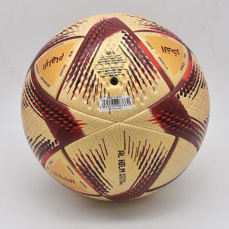 Durable Soccer Ball Professional Size 5 Golden PU Material Wear Resistant Match Training Football Qatar World Cup 240711
