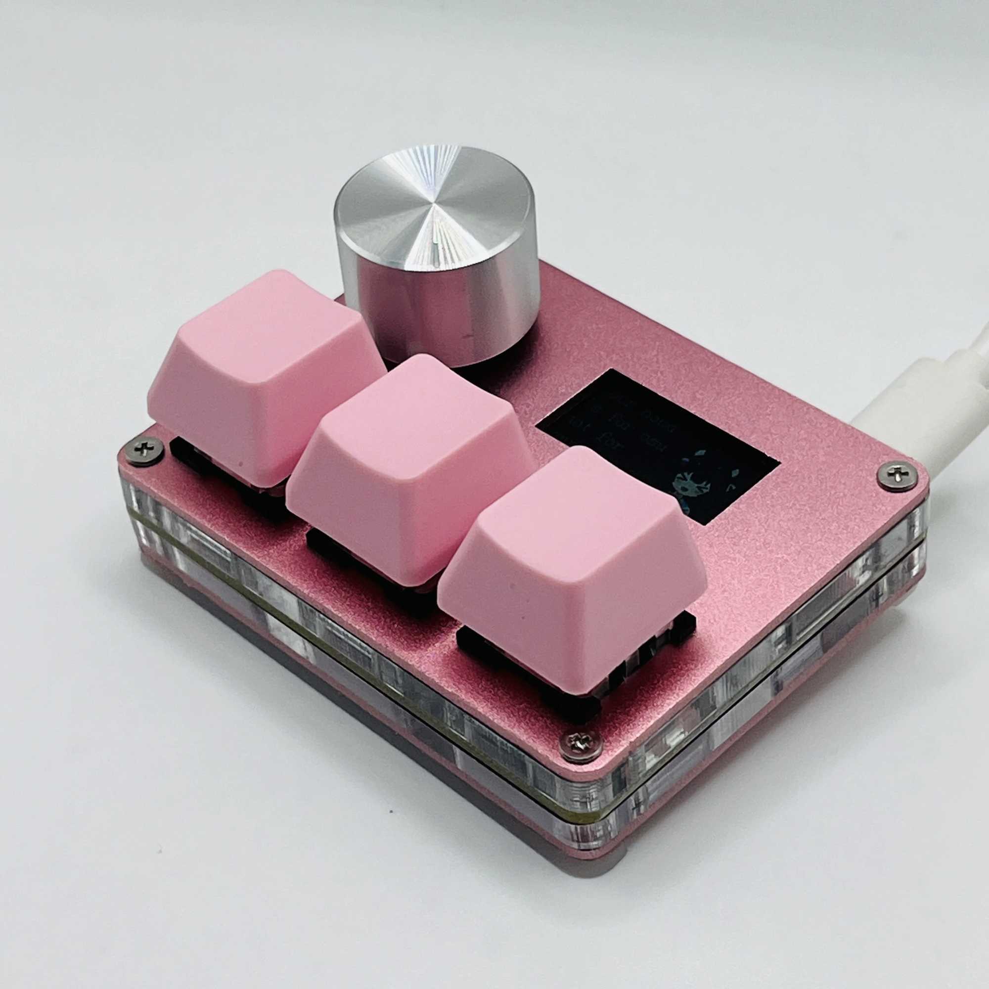 O3C SayoDevice OSU O3C Rapid Trigger Hall Switches Magnetic Pink Switches Keyboard With Knob Screen Copy Paste ShotcutM240715