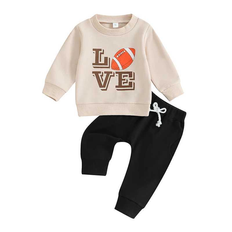 Clothing Sets 2023-10-17 Lioraitiin 0-3Y Toddler Baby Boy Clothes Football Game Outfit Love Rugby Long Sleeve Sweatshirt Tops Sweatpants Set