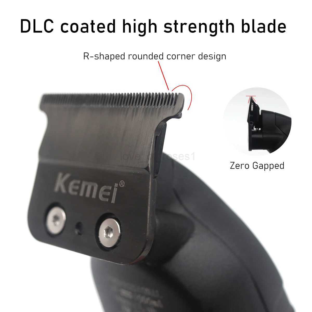Kemei KM-2293 Professional Hair Trimmer Machine Zero Gapped Full Metal DLC T- Finishing Machine USB LED Mans Hair Clipper M250403