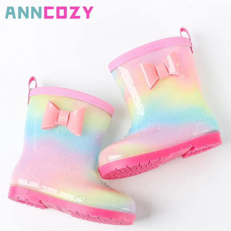 Rainbow Children Water Shoes Rain Boots PVC Kids Rubber Boots Fashion Cute Baby Girls Waterproof Boys Water Boots Infant 240711
