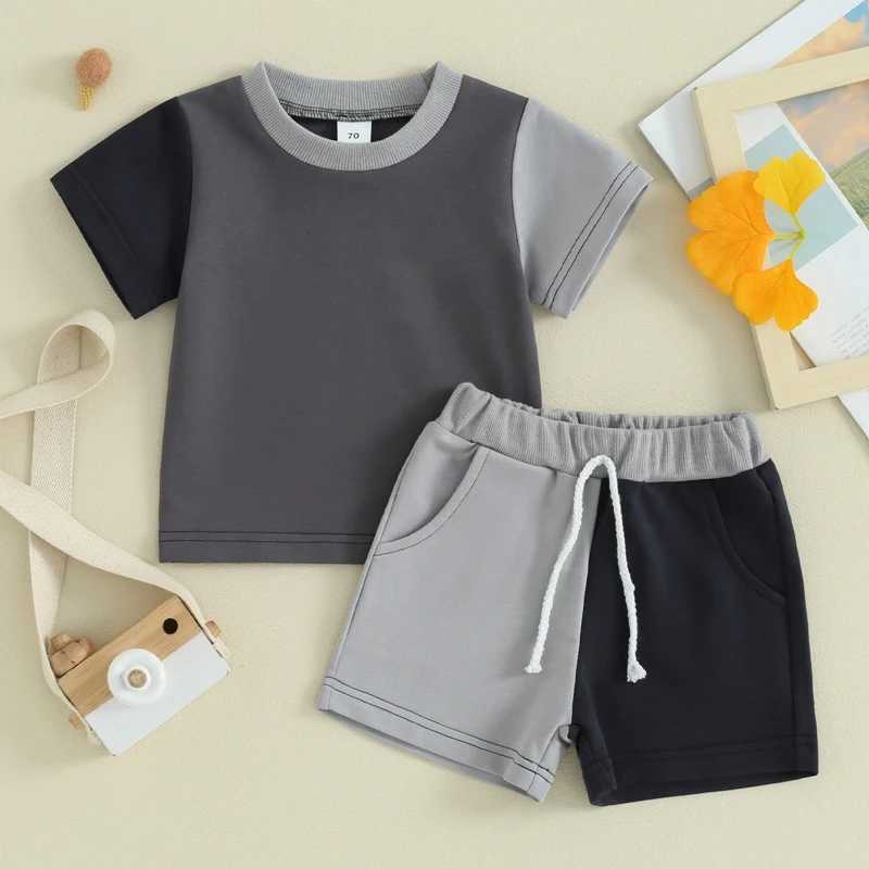 Clothing Sets Lioraitiin Toddler Baby Boy Girl Outfit Short Sleeve Contrast Color T Shirt Tops Elastic Shorts Set Neutral Summer Clothes