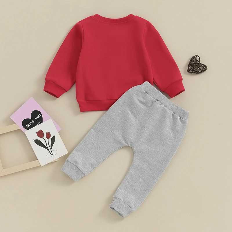 Clothing Sets Toddler Newborn Baby Boys Valentines Day Sets Long Sleeve Letter Print Pullover and Solid Color Drstring Pants Clothing Sets