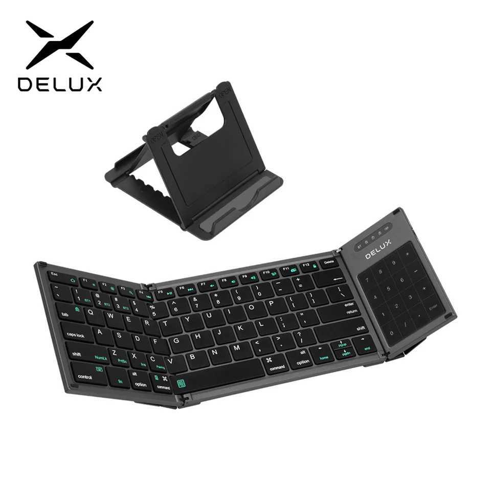 DeLUX KF17 Folding Keyboard Full Size Wireless Bluetooth Keyboard with 2-in-1 Touchpad Portable Compatible Multi-Device KeyboardM240715
