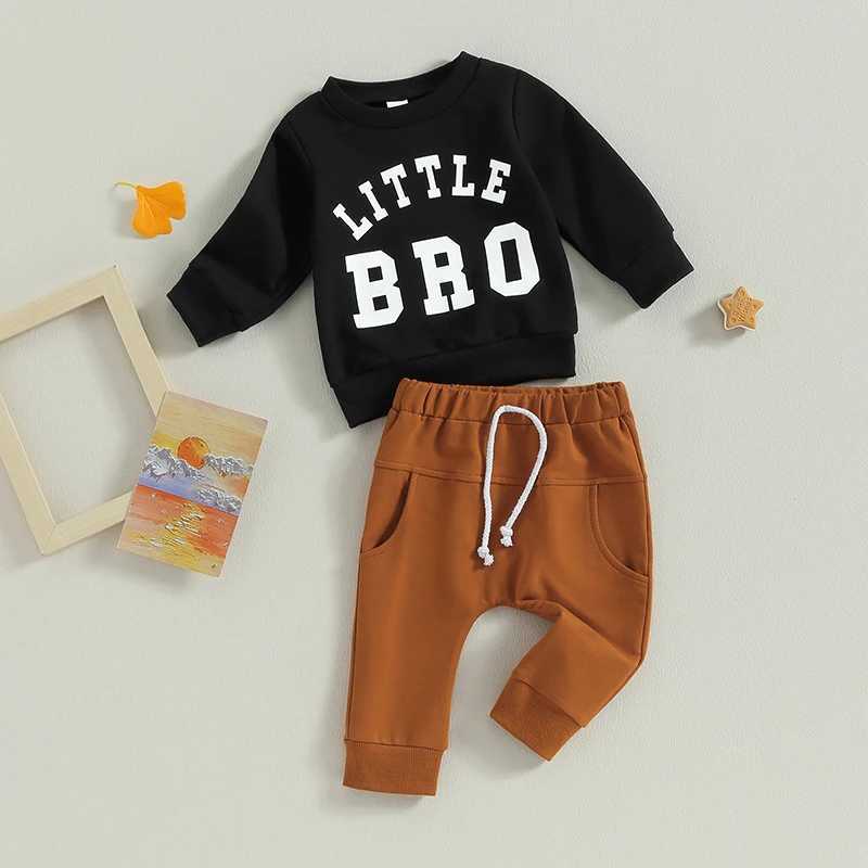Clothing Sets 2023-06-15 Lioraitiin 0-18M Baby Boys 2Pcs Casual Pants Set Long Sleeve Crew Neck Letters Print Sweatshirt Sweatpants Clothes