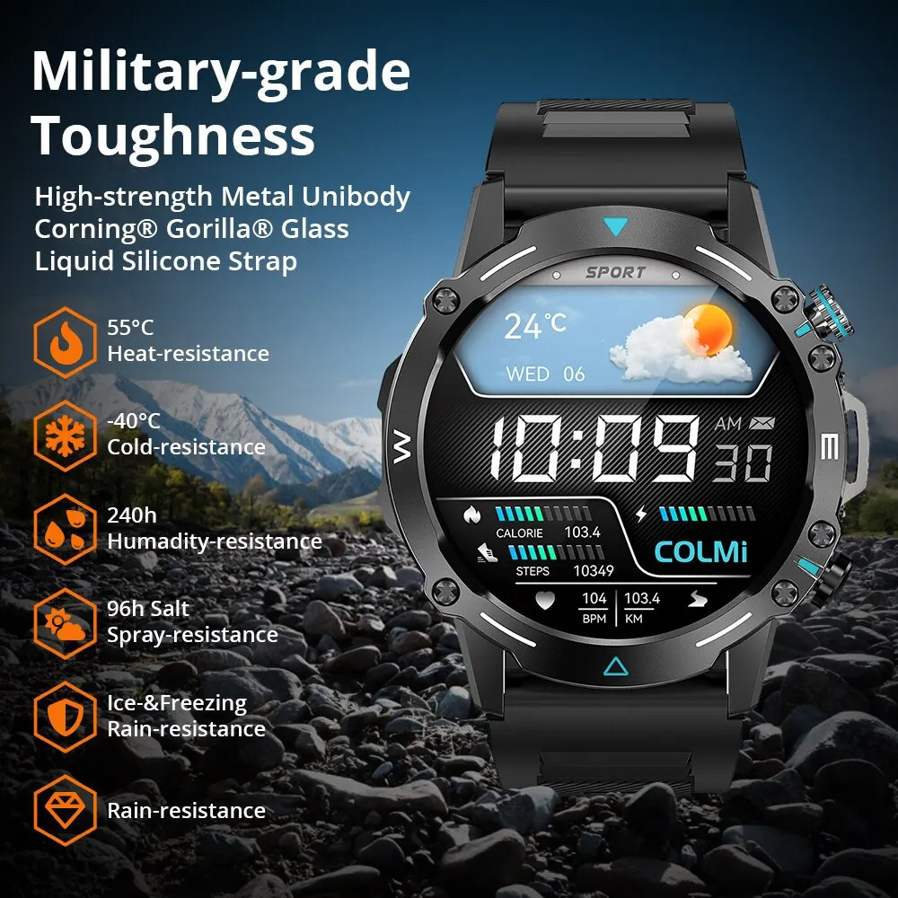 COLMI M42 Smartwatch 1.43 AMOLED Display 100 Sports Modes Voice Calling Smart Watch Men Women Military Grade Toughness Watch 240711