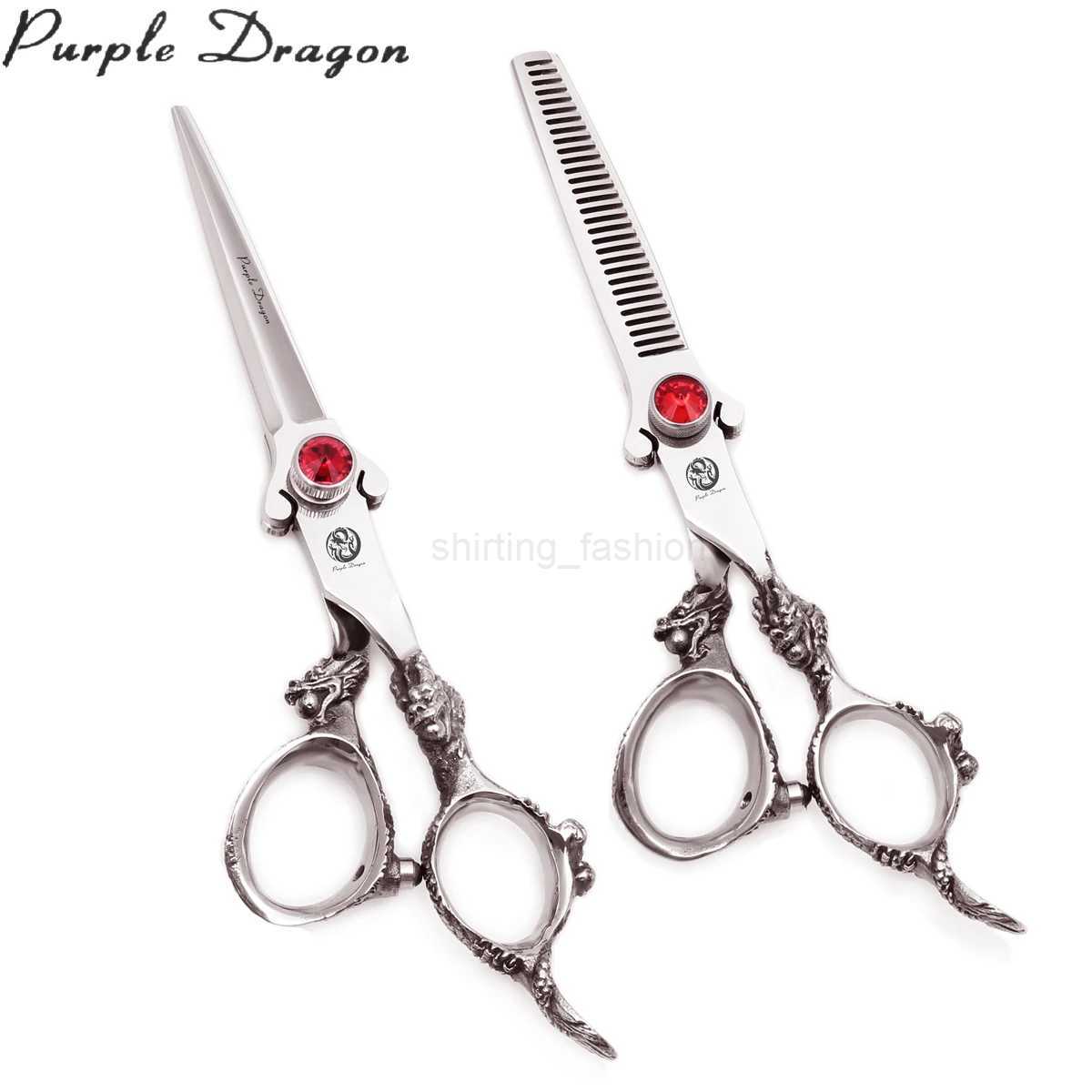 Professional Barber Scissors 6 Japan 440C Purple Dragon Hair Cutting Scissors Dragon Handle Thinning Shears Hair Scissors Z9007CL240715