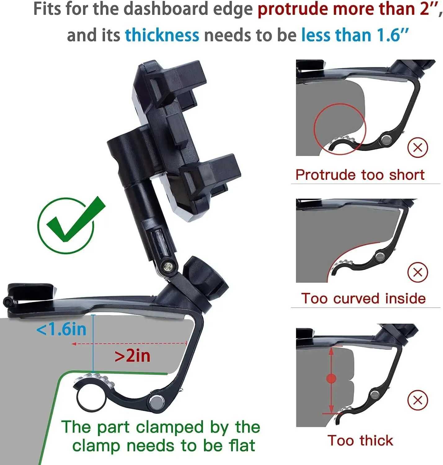 Car Holder Car Phone Holder Mount for Dashboard 1200 Rotating Cell Phone Holder for Car Universal Big Clamp Car Phone Mount Compatible R240715