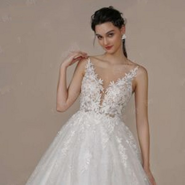 Sexy Backless Scoop Lace Wedding Dresses For Bride France Court Train Glitter Skirt A e Sleeveless Women Bridal Gown