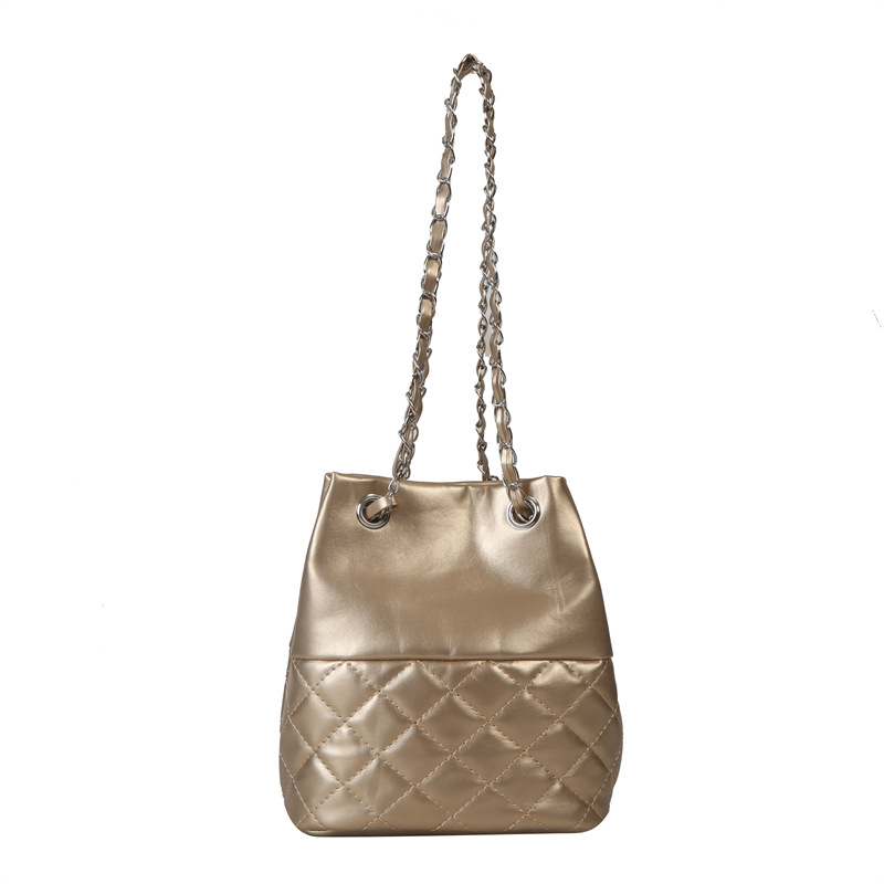 2025 Designer High small 3 end women's 2023 new summer versatile shoulder crossbody texture dia grid chain bucket bag