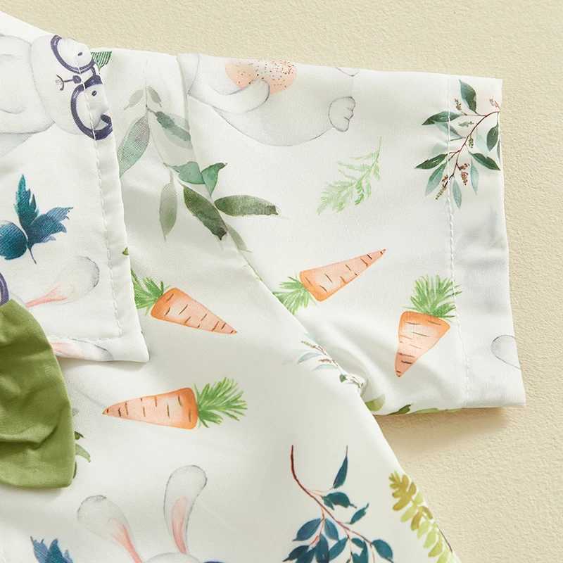 Clothing Sets Baby Boy Gentleman Outfit Lapel Neck Short Sleeve Rabbit Print Romper + Suspender Shorts Infant Toddler Easter 2 Piece Set