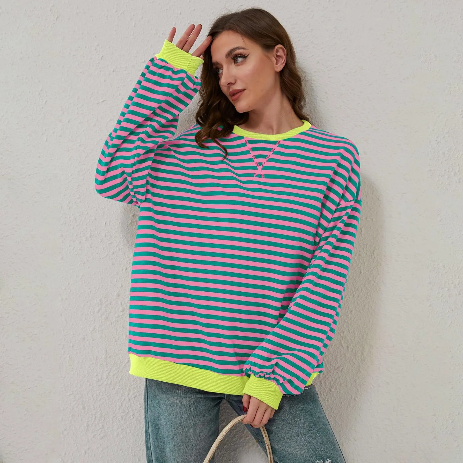 Long Sleeve T Shirt Women Cotton Womens Fashion Striped Turtleneck Tops 240712