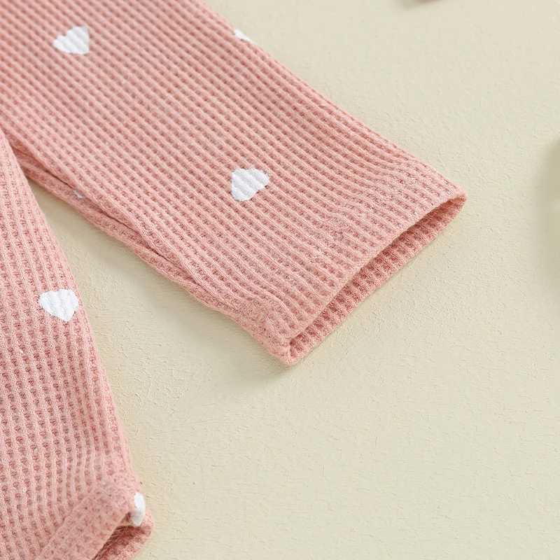 Clothing Sets 2023-09-12 Lioraitiin Infant Baby Girl Clothes Set Waffle Knit Heart Long Sleeve Romper Pants Headband Suit Outfits Fall Clothes