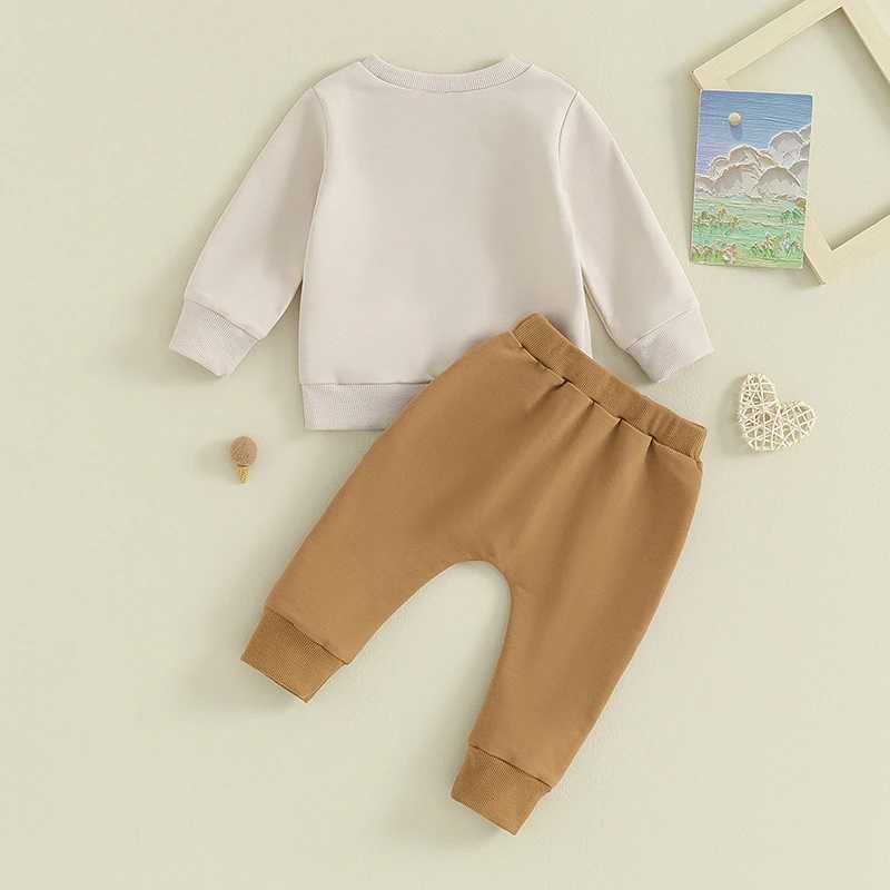Clothing Sets 2023-08-08 Lioraitiin 0-3T Newborn Baby Outfits Letter Print Long Sleeve Round Neck Sweatshirt and Pants Set Toddler Pants Suits