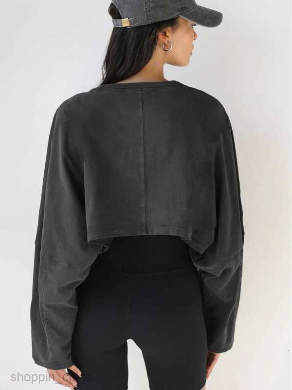 Women Hoodies Sweatshirts round neck sweater women's short sports bottom shirt T-shirt knit long sleeved top Woman jogging suit