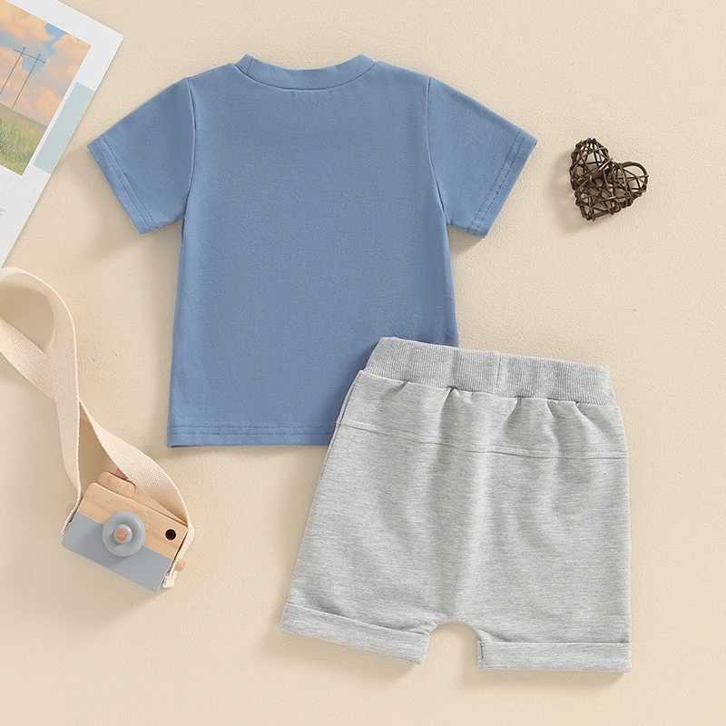 Clothing Sets 2024-03-18 Lioraitiin Toddler Boys Summer Outfits Letter Print Short Sleeves T-Shirt and Elastic Shorts Vacation Clothes Set