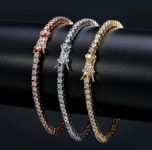 designer moissanite bracelets dia women rise gold sier tenis bracelet iced out jewelry for men party christmas love gift 3mm 4mm 5mm Free shipping