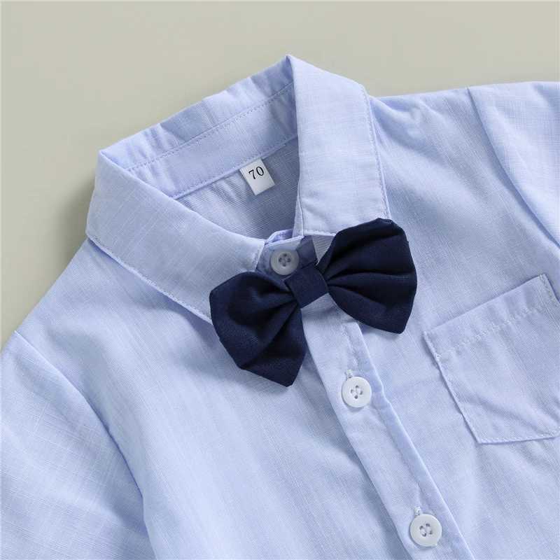 Clothing Sets Newborn Infant Boys Summer Gentleman Clothes Bowtie Turn-Down Collar Short Sleeve Romper and Bib Straps Shorts 2Pcs Suit